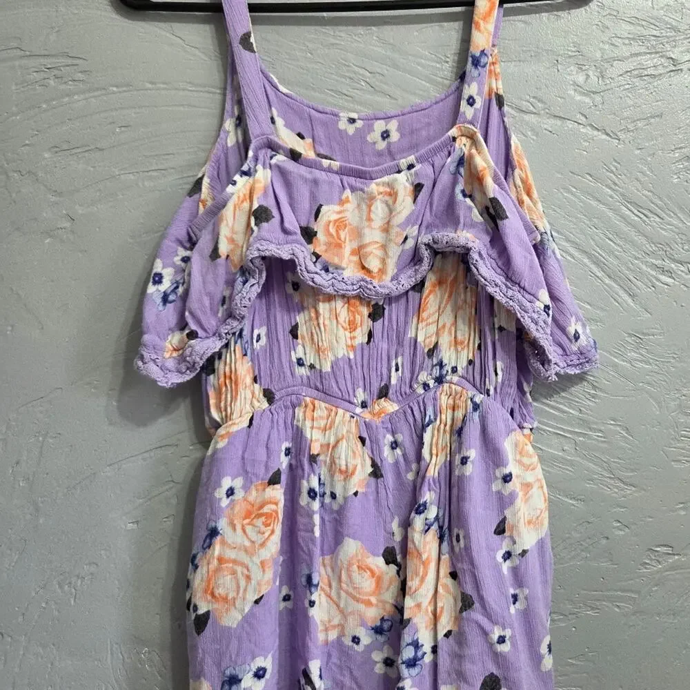 Justice Girls People Flowered Romper with Shoulder Straps size 18